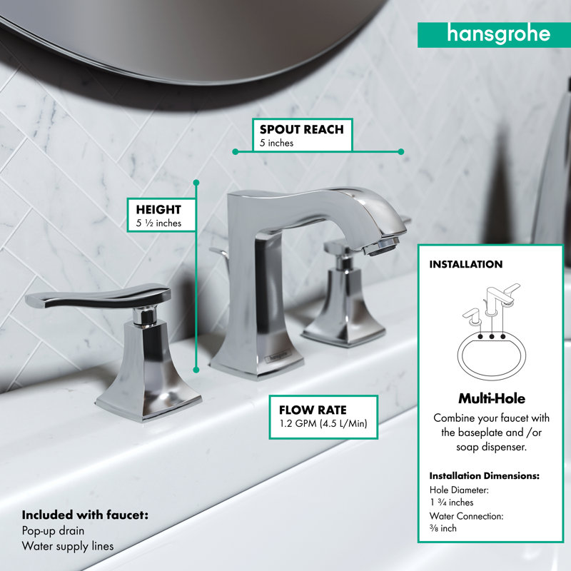 Robinet pour salle de bain à deux poignées Metris C, Chrome