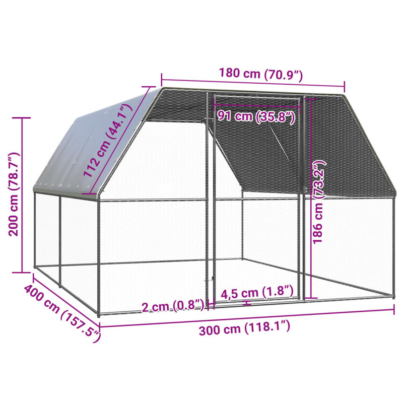 Grand poulailler verrouillable en polyéthylène argenté, Petit (H 118,1 po x l 118,1 po x P 78,7 po)