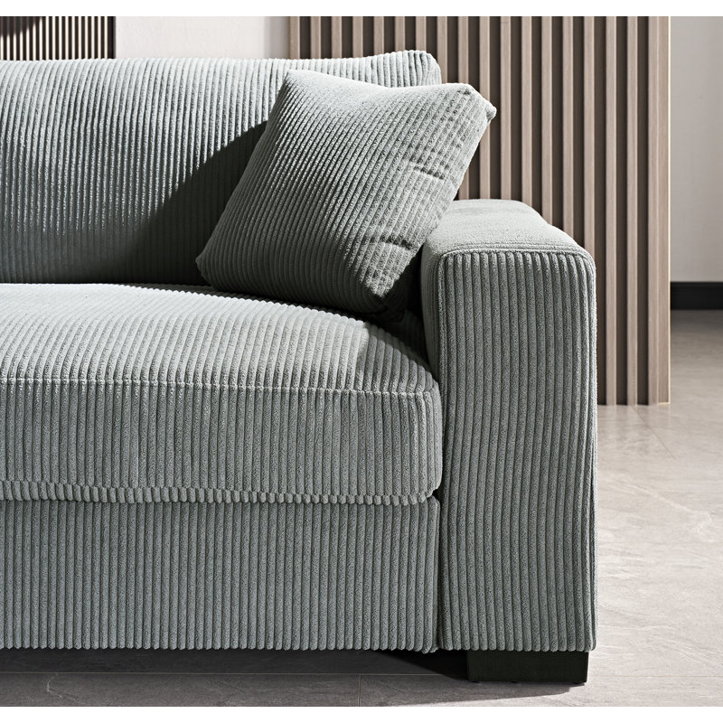 Keryis 89'' Corduroy Sofa, Gray Corduroy