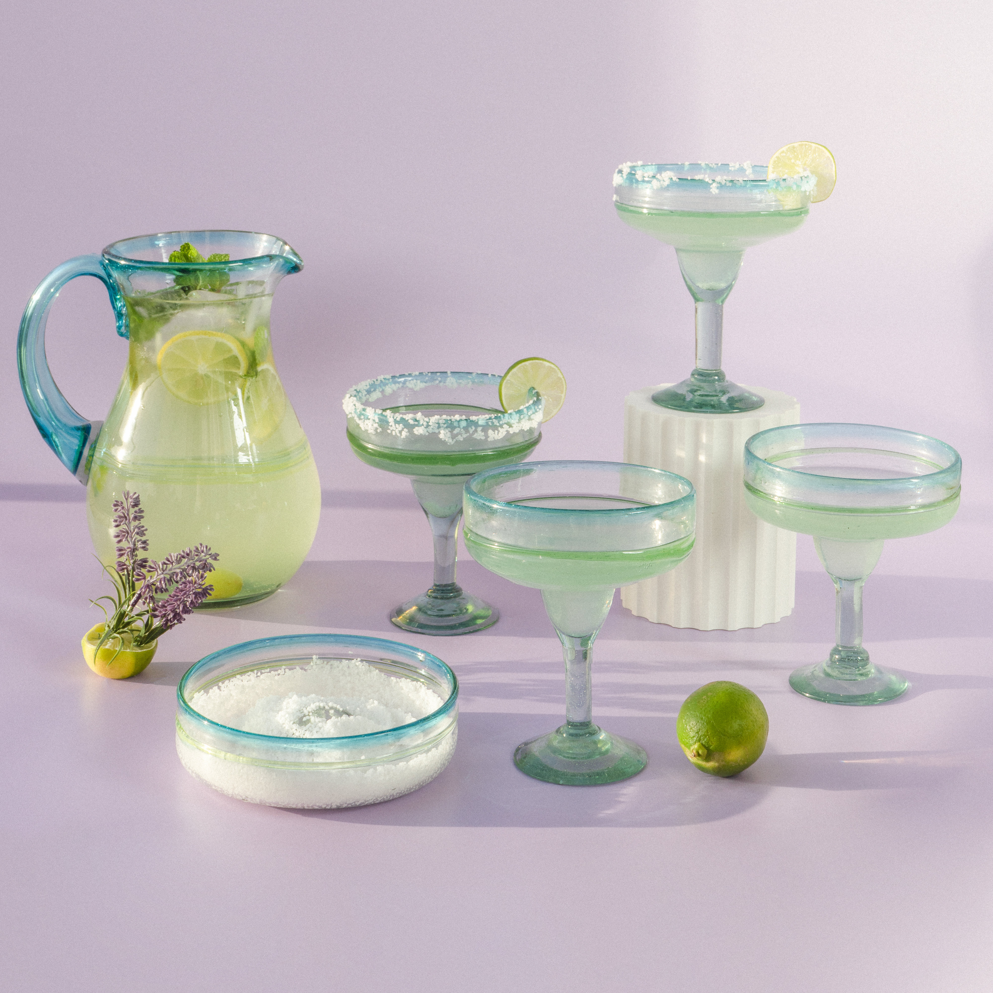 Hand Blown Smoke Glass Cocktail Pitcher Set