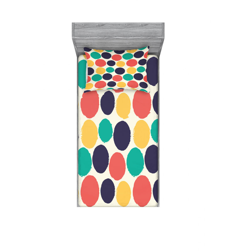 Microfiber Polka Dots Sheet Set, Twin Sheet Set with Fitted Sheet