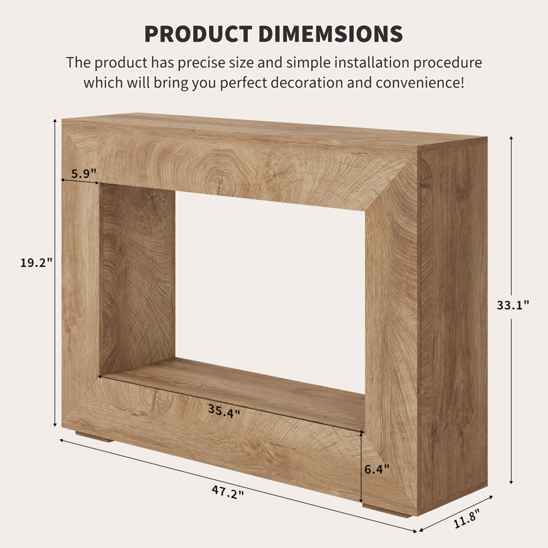 119.9cm Solid Wood Console Table, Beige