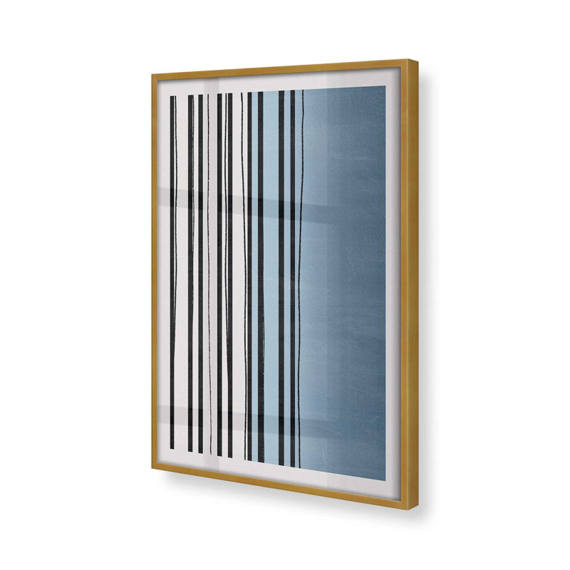 Twilight Stripes v1, Papier avec cadre simple doré poli, H 17,25 po x l 13,25 po x P 1,25 po