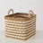 White And Beige Striped Wicker Baskets