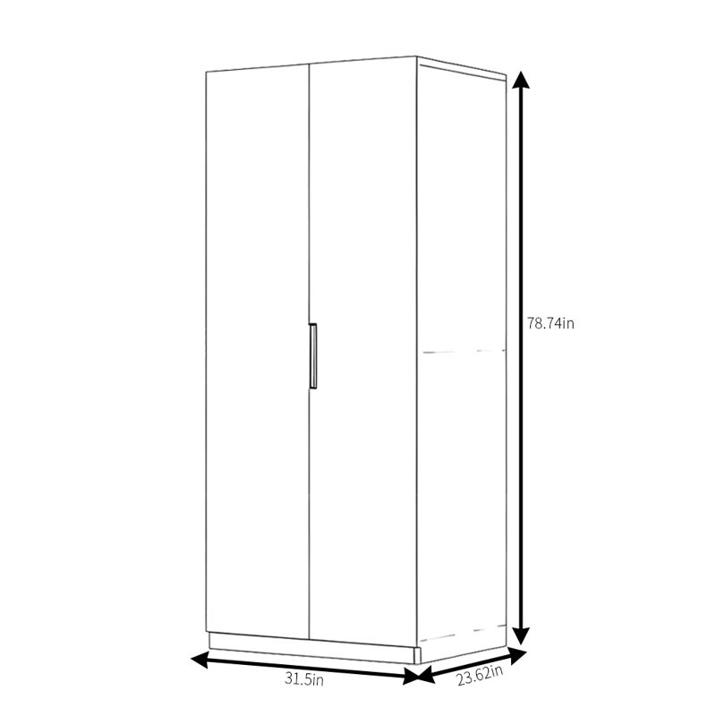 Simple Wooden Colour Wardrobe, H 79 po x l 32 po x P 24 po