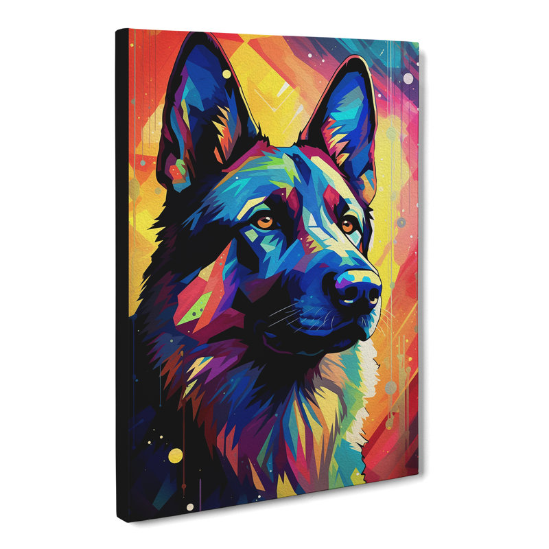 German Shepherd Futurism No.3 - Wrapped Canvas, 76cm H x 50cm W x 3cm D