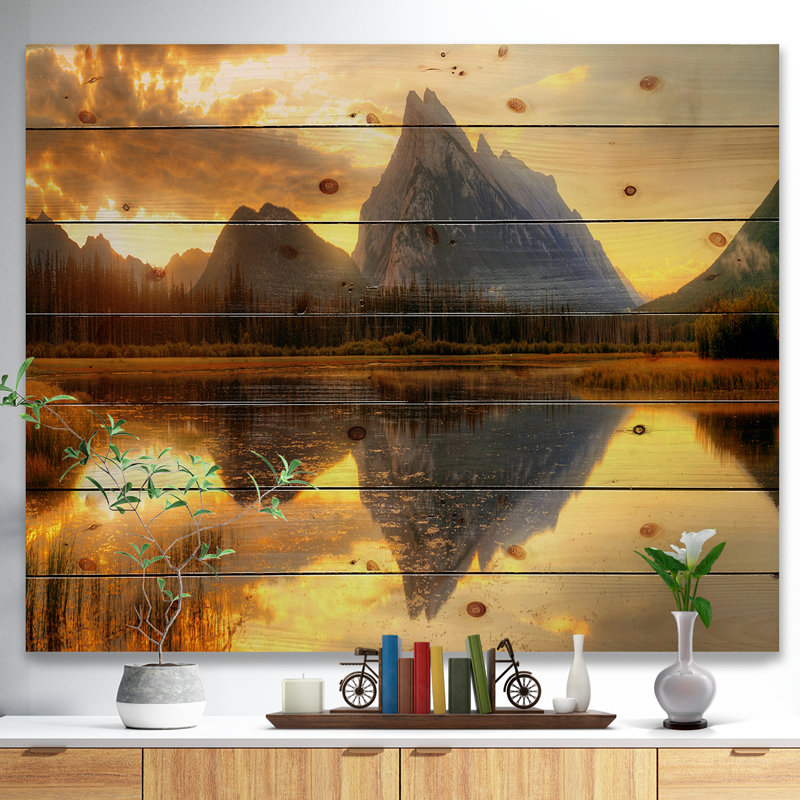 Photographie «vermillion lake, H 34 po x l 44 po x P 1,5 po, Bois