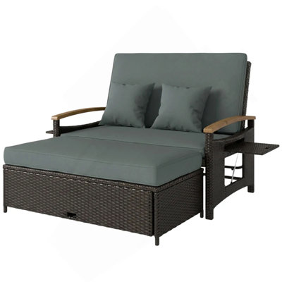 Patio Sofa Bed,Garden Sofa Bed,Rattan Outdoor Daybed