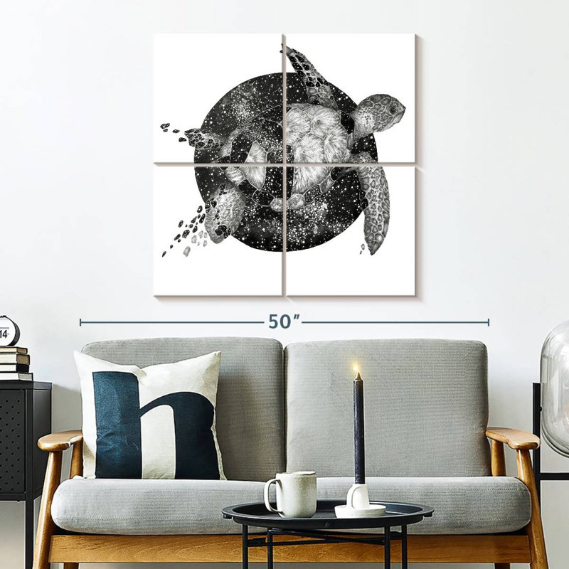 Tortue de mer cosmique, H 32 po x l 32 po