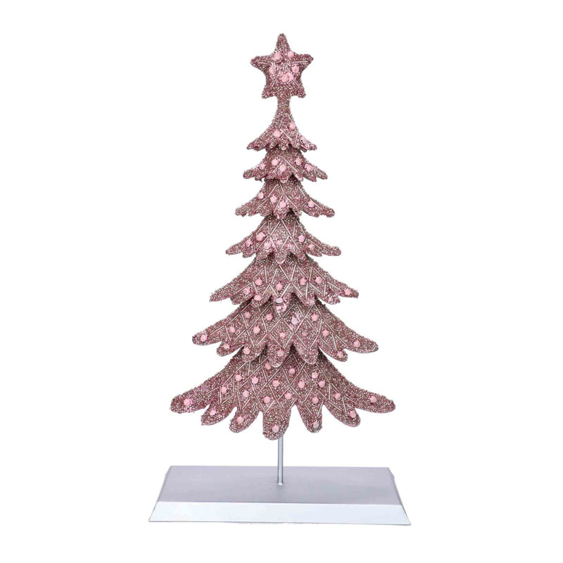 Arbre de table de Noël Dickens, Rose / argenté
