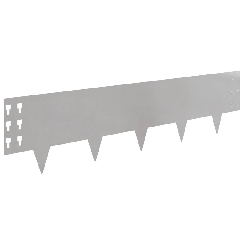 100cm W Steel Lawn Edging, Silver, 25cm H x 100cm W