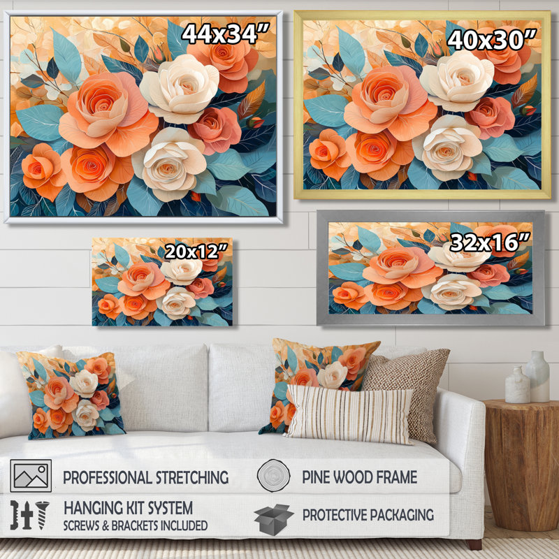 «Roses Dream Fragments Kinetic Art II - Roses», reproduction sur toile encadrée, H 12 po x l 20 po, Noir