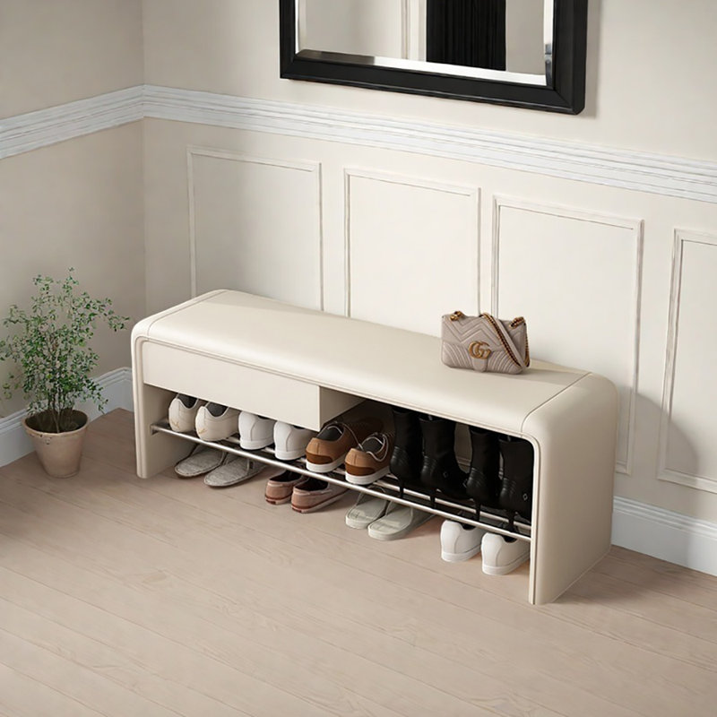Banc de rangement pour tabouret 47,2 po, Beige
