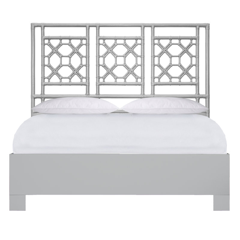 Lattice Back Standard Bed, Light Gray, Full