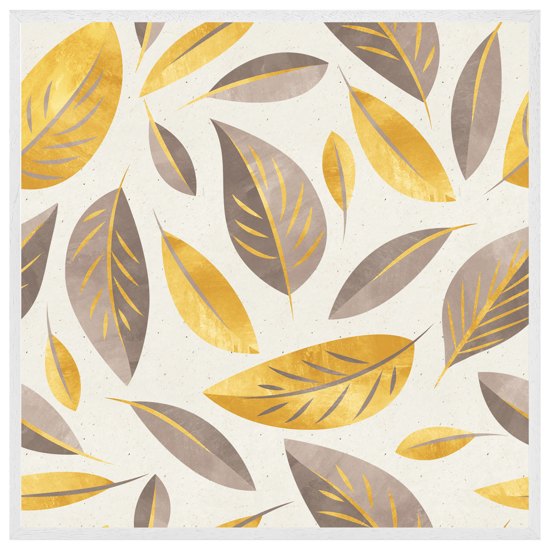 Sonlin Botanical Gold And Purple Leaf - Single Picture Frame Art Prints