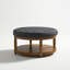 Grande table basse avec repose-pieds capitonné et rembourré avec tablette en bois massif et repose-pieds