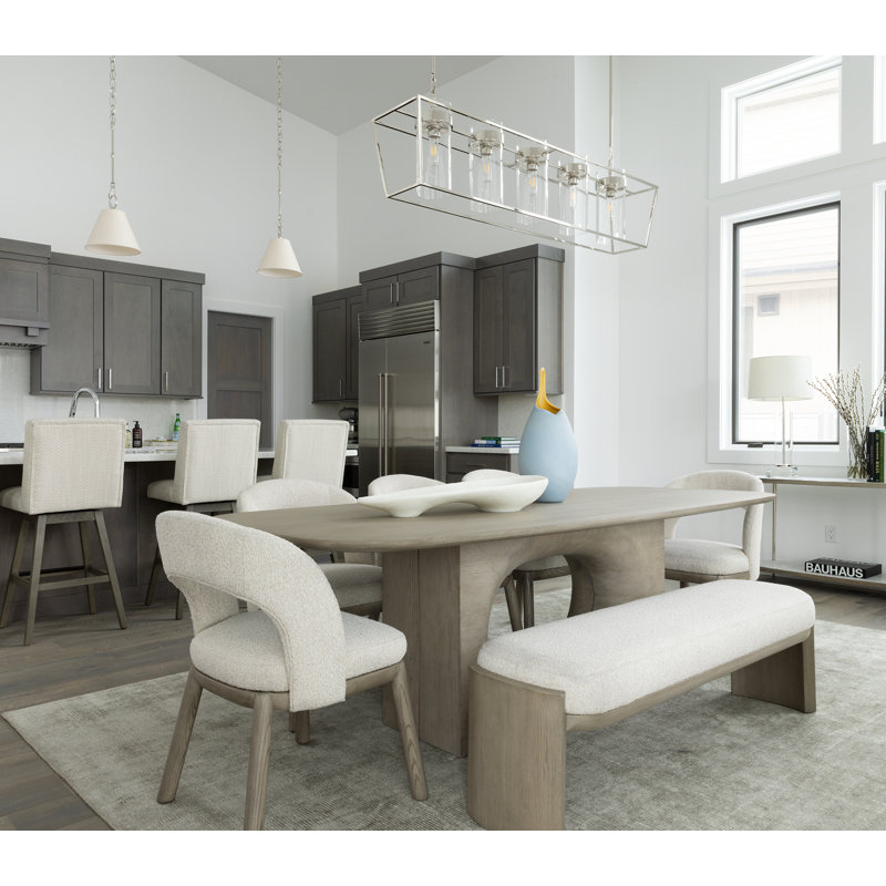 Luka 96" Modern Wood Dining Table in Dusted Stone Brown Finish with Clean Lines