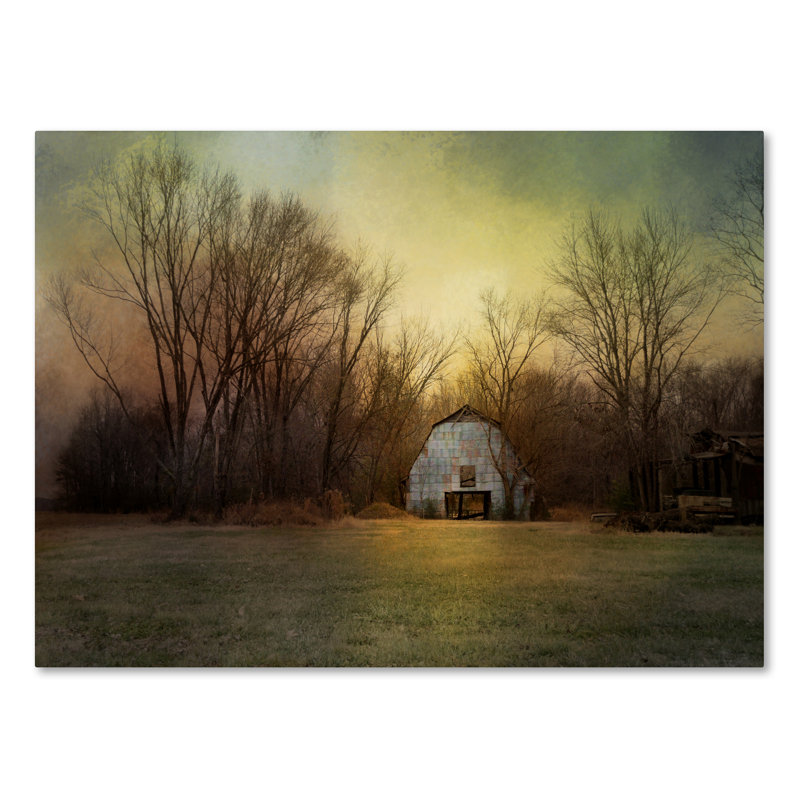«Blue Barn at Sunrise» de Vidur, impression sur toile tendue, H 14 po x l 19 po