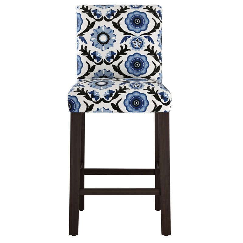 Tabouret de bar et de comptoir Sylva, Tabouret de bar (siège d'une hauteur de 31 po), Bleu Tulum, Espresso
