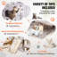 Arbre à chat pour chats d'intérieur, tour à chat de 72 po avec 2 condos à chat, poteau à griffes en sisal, hamac, perchoir supérieur, plateformes de saut, grand centre d'activité de mobilier pour chat avec ballon suspendu, gris clair-1849567762