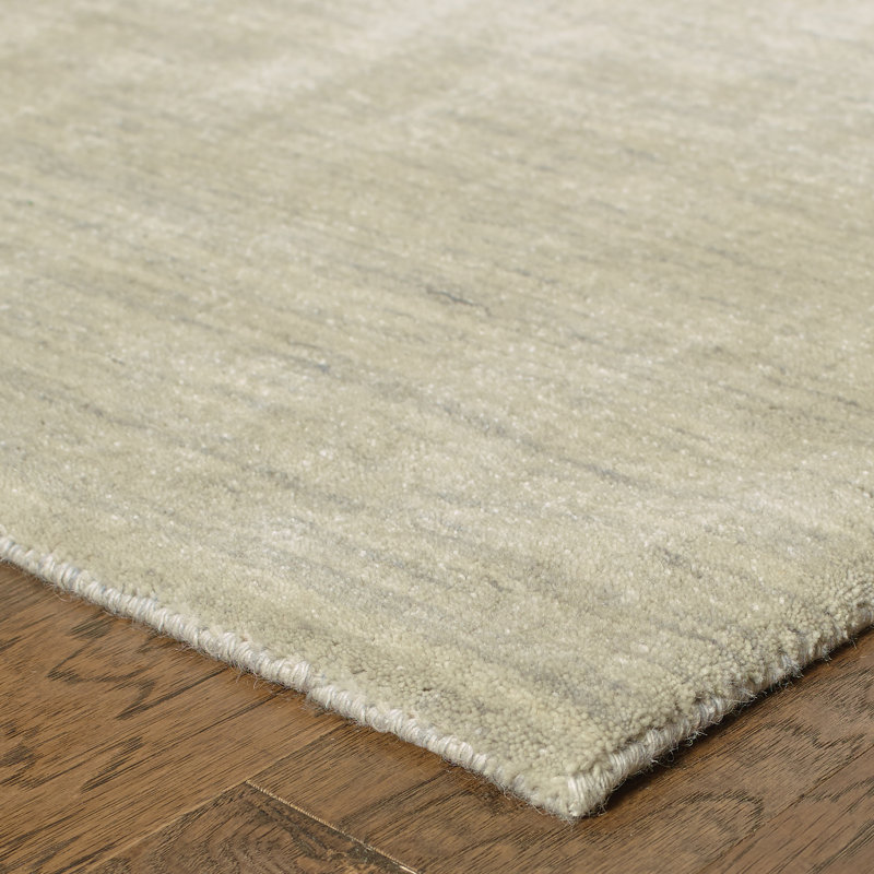 Tapis beige / gris en laine touffeté à la main Nala, Rectangle 5 pi x 8 pi