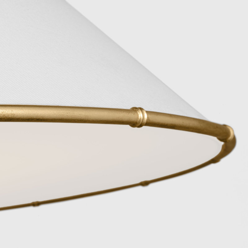 Alexa Hampton Aldric 2 Light Dining Room Pendant With Silk Screen White Inside Clear Outside Shade, Gild