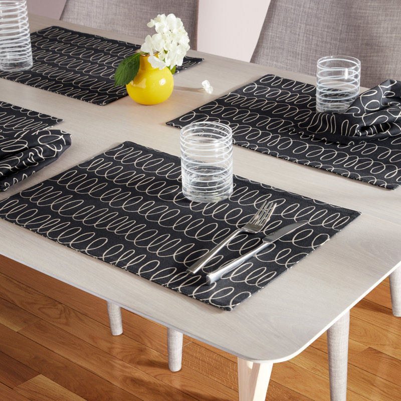 Loop And Dot 100% Cotton Rectangle, Onyx Black/Gray