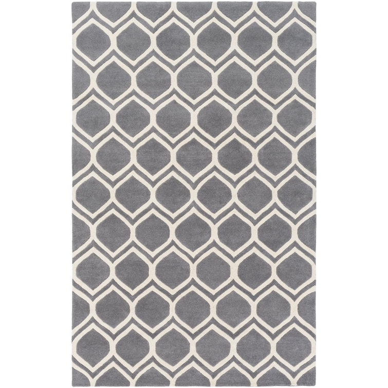 Tapis décoratif gris/beige en laine Touffeté à la main Zellner
