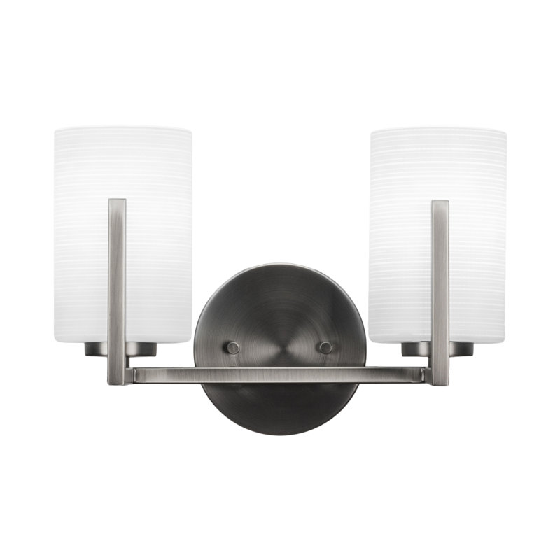 Barre d'éclairage de salle de bain 2 lumières Atlas avec finition en graphite et verre transparent de 4 po, Graphite