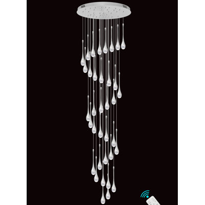 Luminaire suspendu moderne en cristal à 36 lumières de style moderne avec grande hauteur et lumières DEL de 158 po