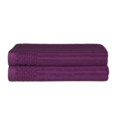 Yaholo Cotton Highly Absorbent Solid and Checkered Border Bath Towels