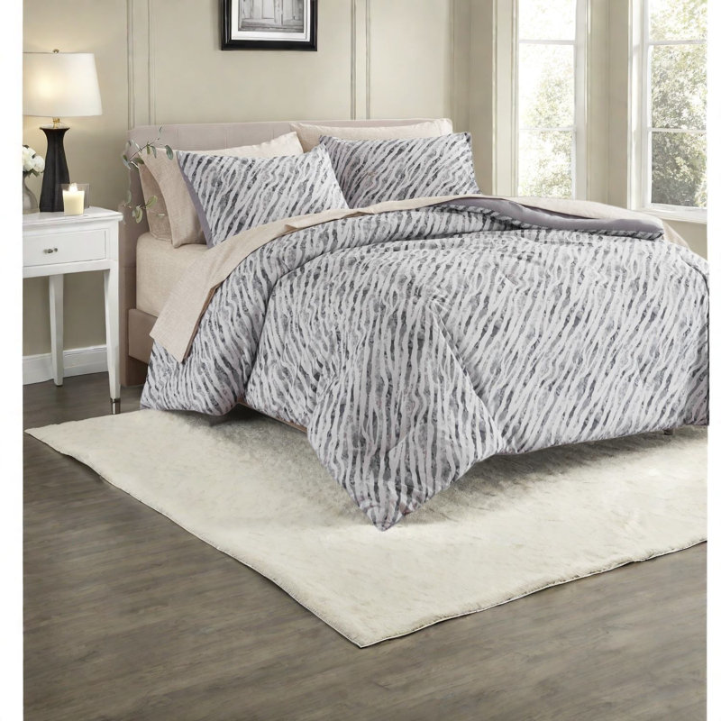 De lit simple TG, ensemble d'édredon en polyester gris moderne