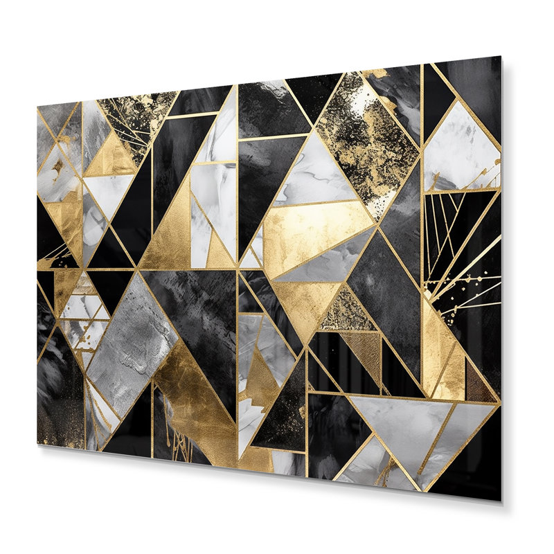 Or géométrique ordre I - décoration murale géométrique moderne en métal, H 12 po x l 20 po x P 1 po