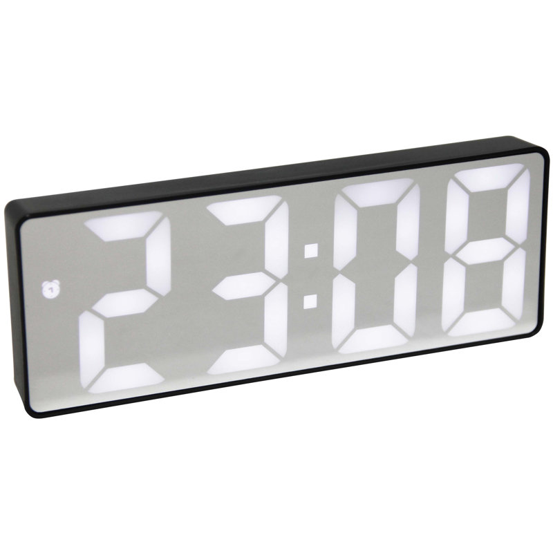 Table Clock Rectangle Plastic Tabletop Clock with Alarm Function 6.25 Inches, Black