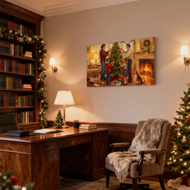 Ensemble de 3 reproductions d'art sur toile, ensemble de 3 arbres de Noël, H 12 po x l 18 po