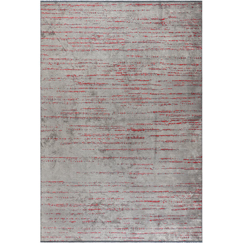 Rapture Striped Area Rug in Gray/Red, Rectangle 7'10" x 9'10"
