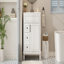 Meuble-lavabo de 24 pouces avec lavabo en céramique, conception compacte et rangement intelligent pour les petites salles de bain-118401293