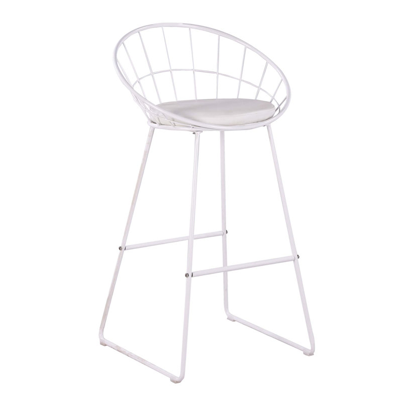 Tabourets de bar à hauteur de comptoir Modern Modern avec structure en métal incurvée et siège rembourré en similicuir, Blanc