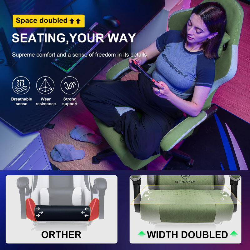 Gaming Chair, Ergonomic Computer Office Chair, High Back Office Chair With Pocket Spring Cushion, Lumbar Support, Adjustable Linkage Armrests & Footrest