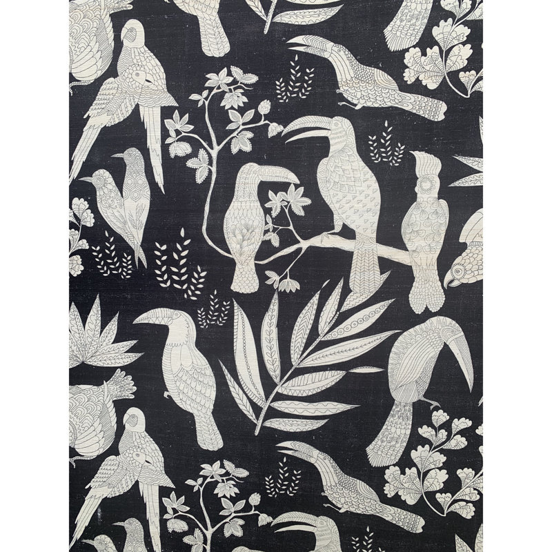 Festival Bird Fabric, Ebony