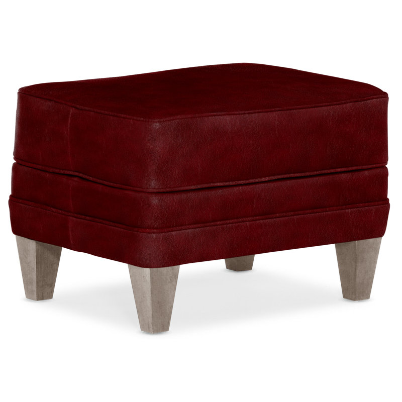 Willow Ottoman, Stone, Aline Fumo Genuine Leather