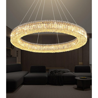 Lustre moderne en cristal à DEL à intensité variable