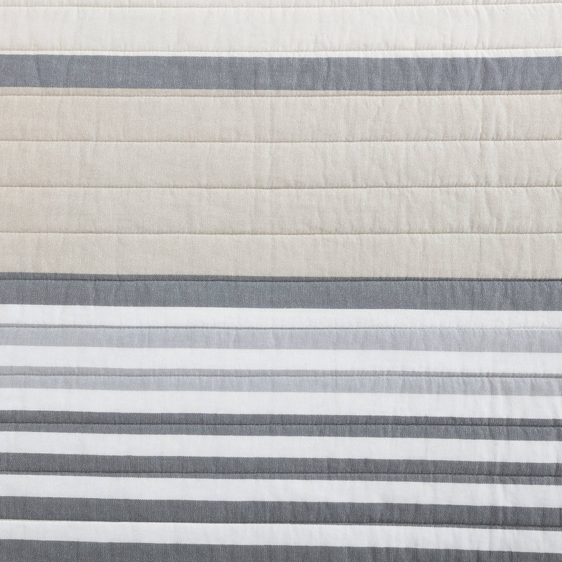 Nautica Dover Cotton Reversible Beige Quilt Set, King