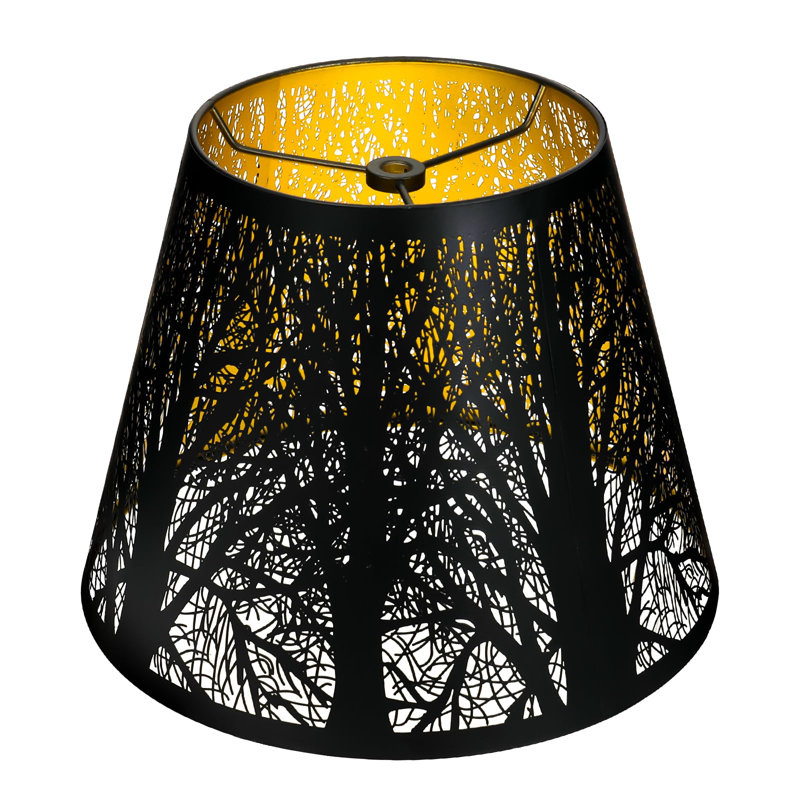 Petit abat-jour, abat-jour tonneau en métal avec motif d'arbres ALUCSET pour lampe de table et lampe sur pied, diamètre du haut 6 x diamètre du bas 10 x hauteur 7,5 araignée