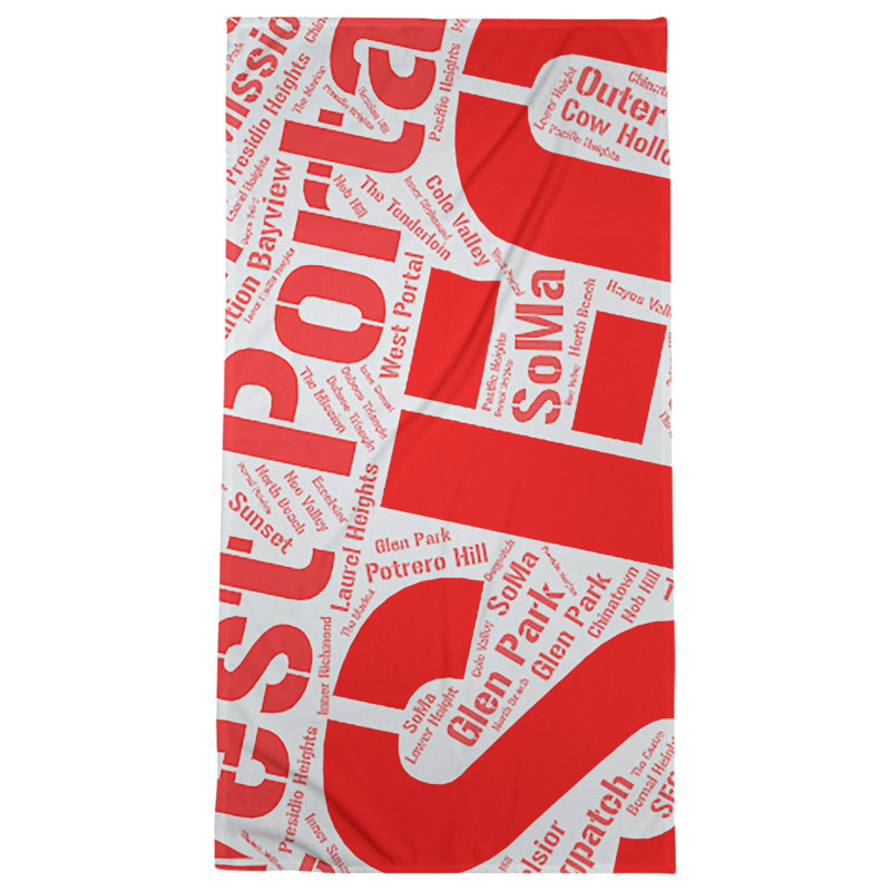 Bath Towel, Red, San Francisco, Microfiber