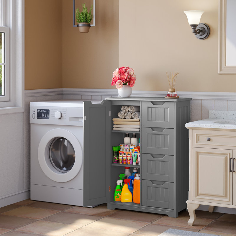 23.6''W 4-Drawer Chest with Sliding Barn Door,storage cabinet, Gray