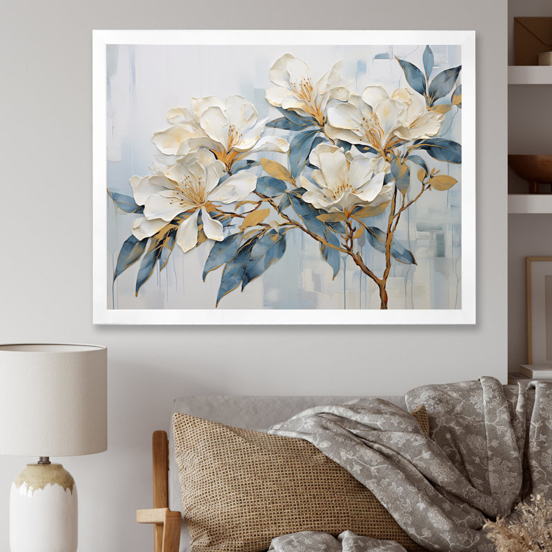 Essence de Rhododendron Simplicité III, H 12 po x l 20 po x P 1 po, Cadre simple blanc