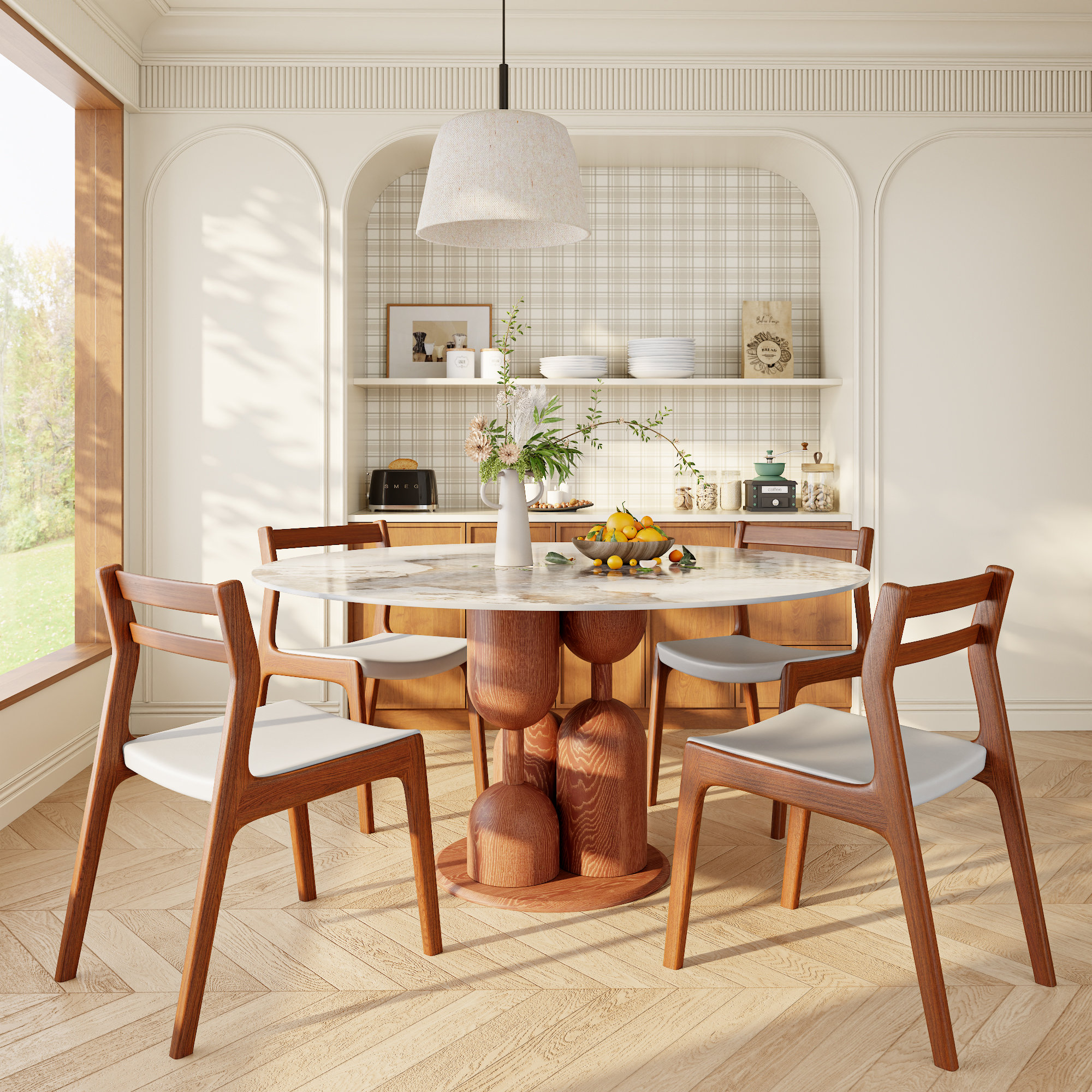 Ivy Bronx 47‘’/53‘’/59‘’ Sintered Stone Round Dining Table With Gourd ...