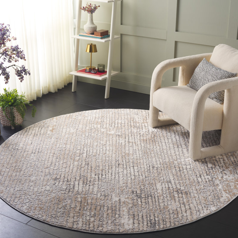 Tapis gris / gris foncé Hanna 115, Rond 6 pi 7 po 