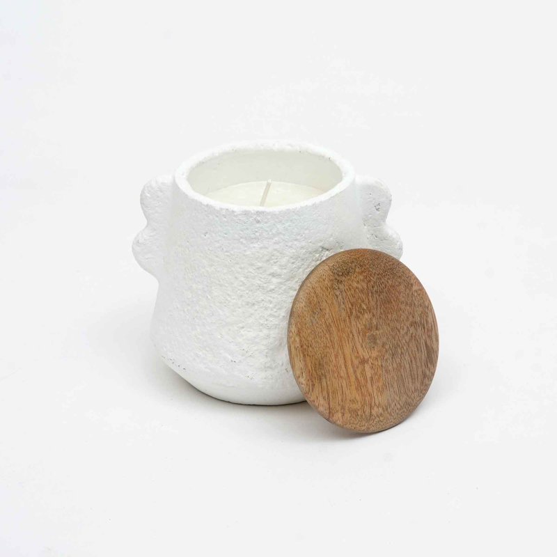 Bougie en pot | Bougie avec couvercle en bois Ecomix | Bougie parfumée Mimosa | 8 oz